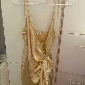 superdown Gold Satin Mini Dress